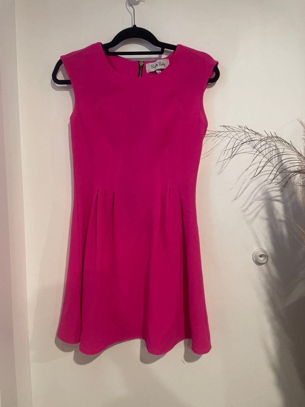Bright Pink Cap-Sleeve Midi Dress by Brigitte Bailey Sz S B129